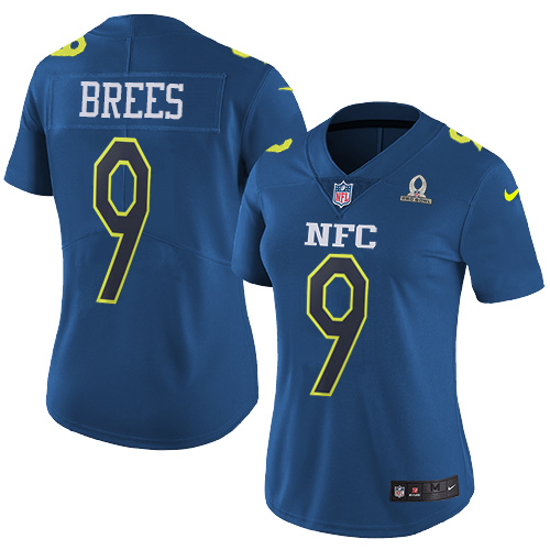 Nike Saints #9 Drew Brees Navy Women's Stitched NFL Limited NFC Pro Bowl Jersey